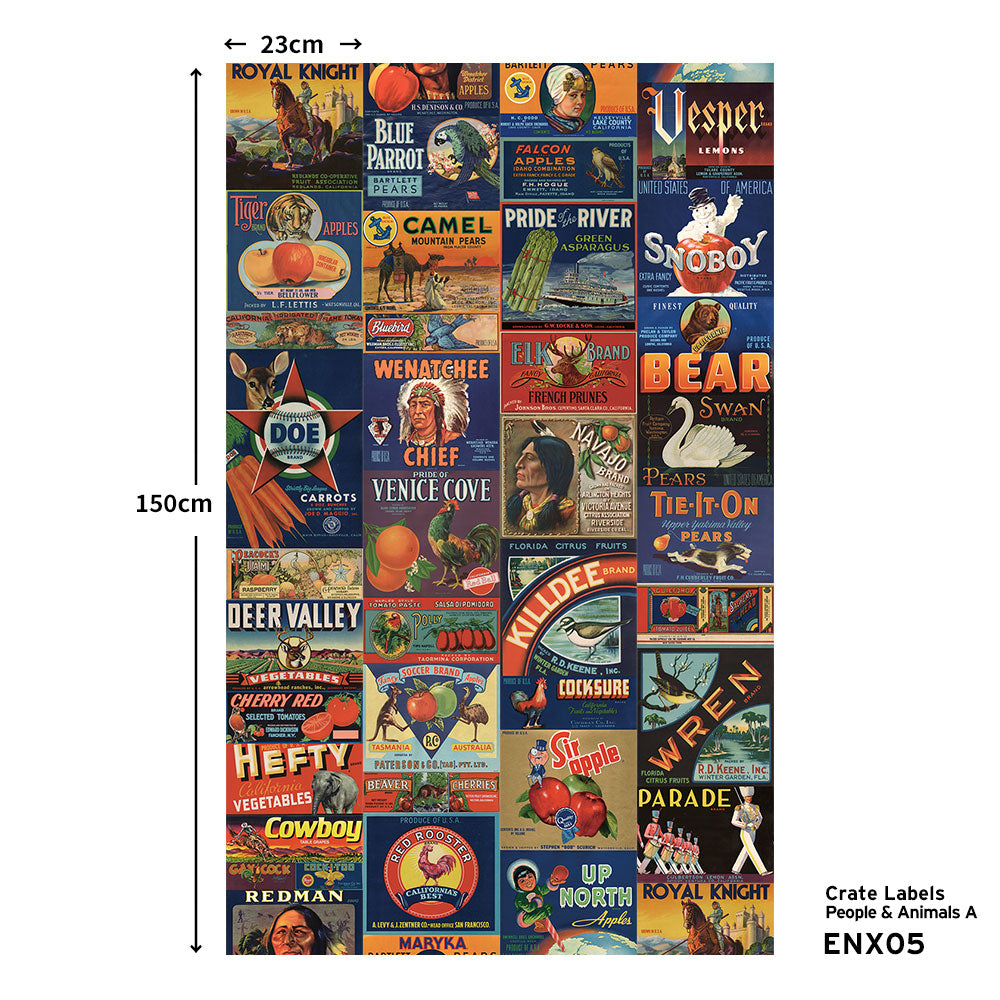 EASY WALL TAPE NLXL ENX05 Crate Labels People & Animals A（イージーウォールテープ）幅23cm×6m