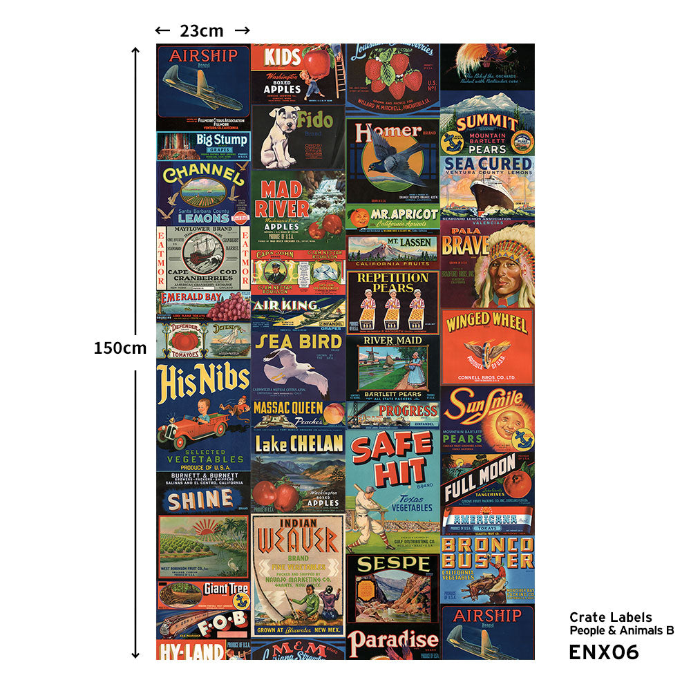 EASY WALL TAPE NLXL ENX06 Crate Labels People & Animals B（イージーウォールテープ）幅23cm×6m