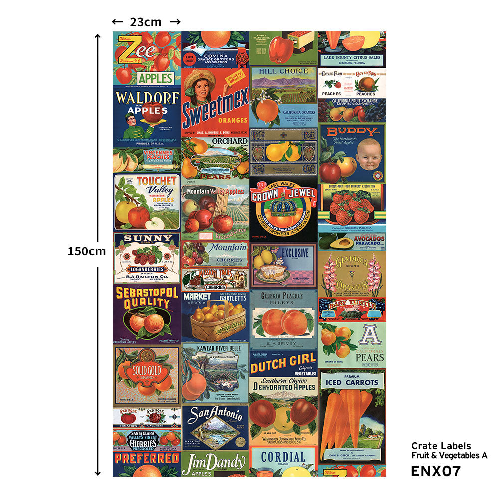 EASY WALL TAPE NLXL ENX07 Crate Labels Fruit & Vegetables A（イージーウォールテープ）幅23cm×6m