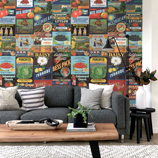 EASY WALL TAPE NLXL ENX08 Crate Labels Fruit & Vegetables B（イージーウォールテープ）幅23cm×6m