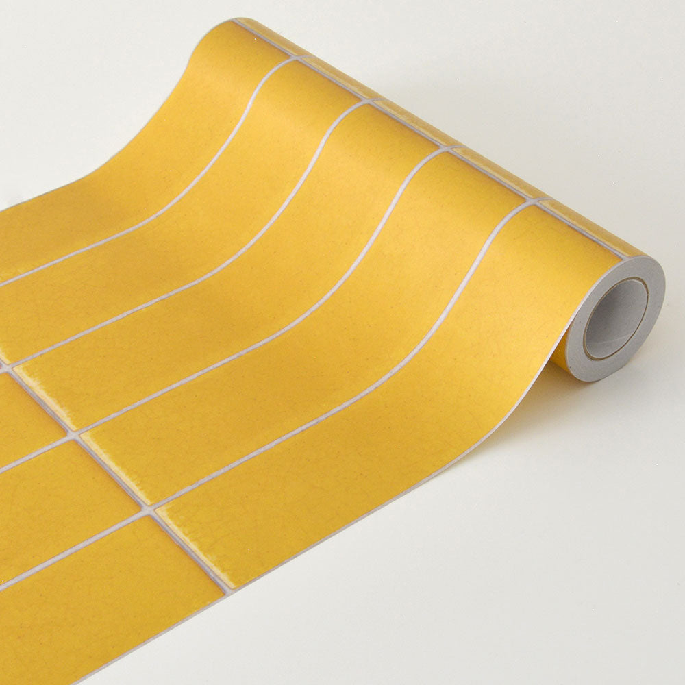 マステ感覚で貼る壁紙 EASY WALL TAPE ビルヂングタイル/マスタード ERT18 レトロトレ イージーウォールテープ （幅23cm×6m）