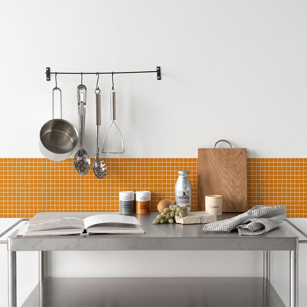 【3本セット】EASY WALL TAPE レトロモザイク/オレンジ ERT19 レトロトレ イージーウォールテープ （幅23cm×6m）