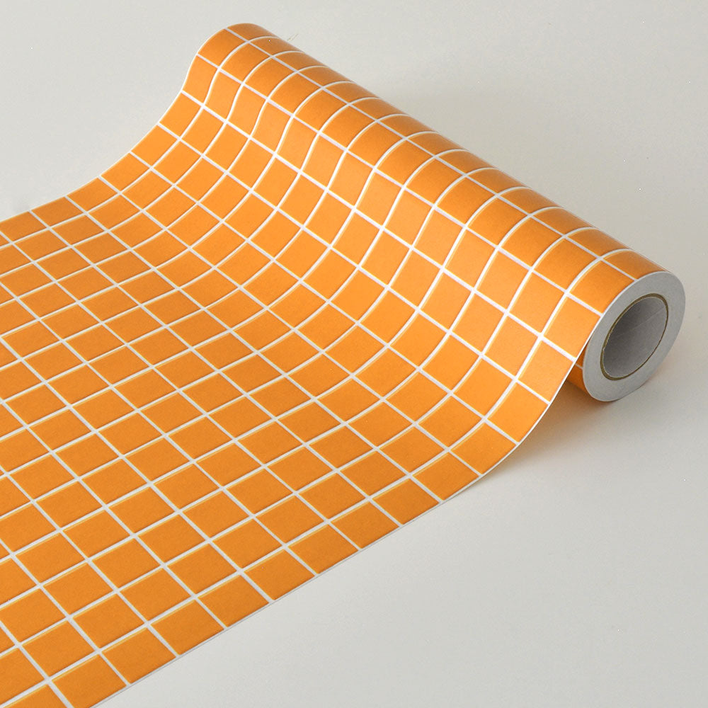 【3本セット】EASY WALL TAPE レトロモザイク/オレンジ ERT19 レトロトレ イージーウォールテープ （幅23cm×6m）