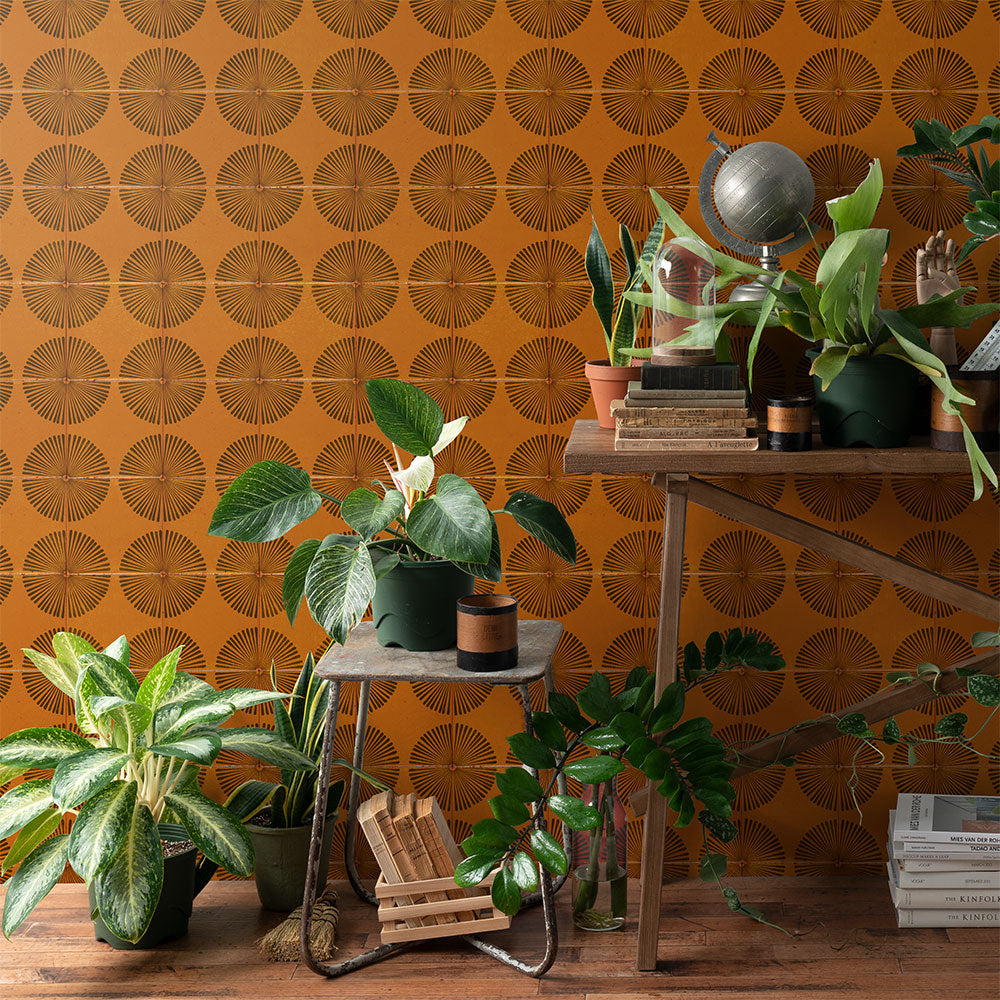 【5本セット】EASY WALL TAPE デイジータイル/マンダリン ERT21 レトロトレ イージーウォールテープ （幅23cm×6m）