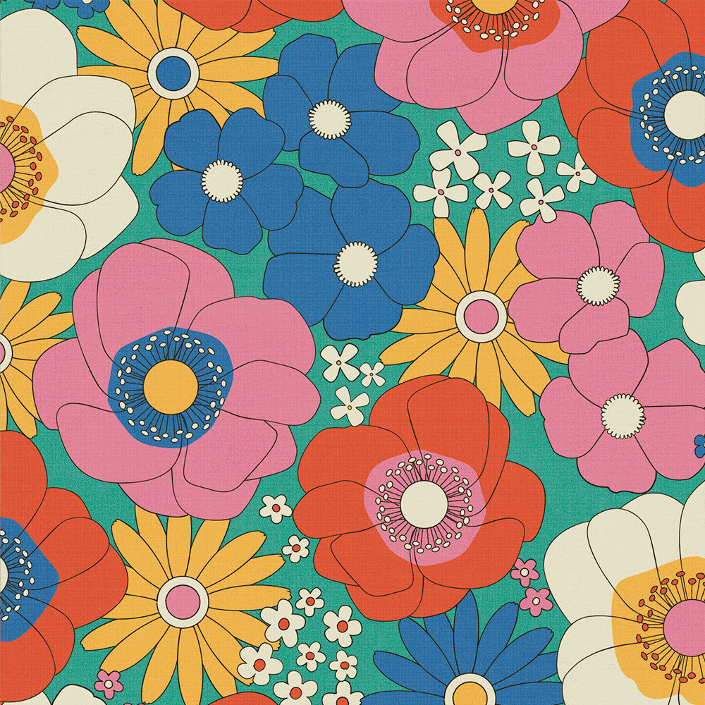 【3本セット】EASY WALL TAPE 70's Flower/マルチカラー ERT28 レトロトレ イージーウォールテープ （幅23cm×6m）