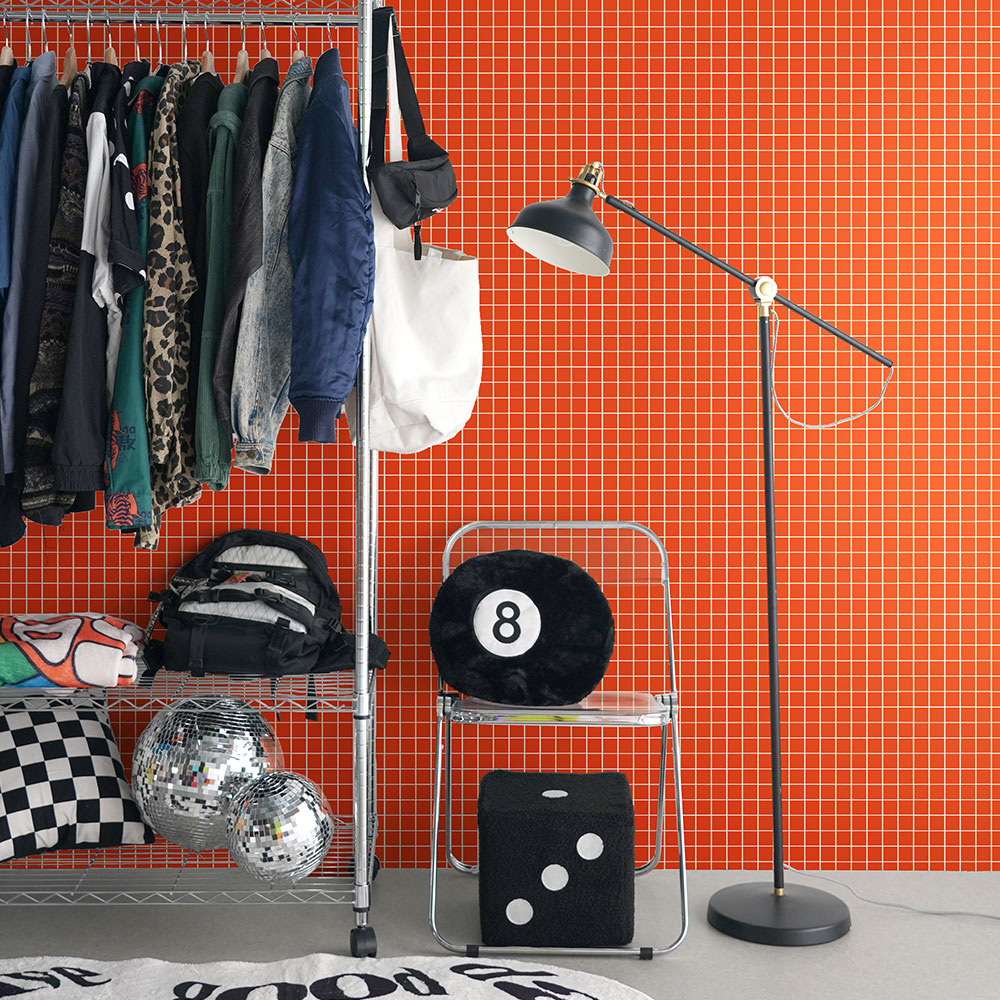 【3本セット】EASY WALL TAPE ミニスクエアタイル/レッド EWP12 What’s poppin? イージーウォールテープ （幅23cm×6m）