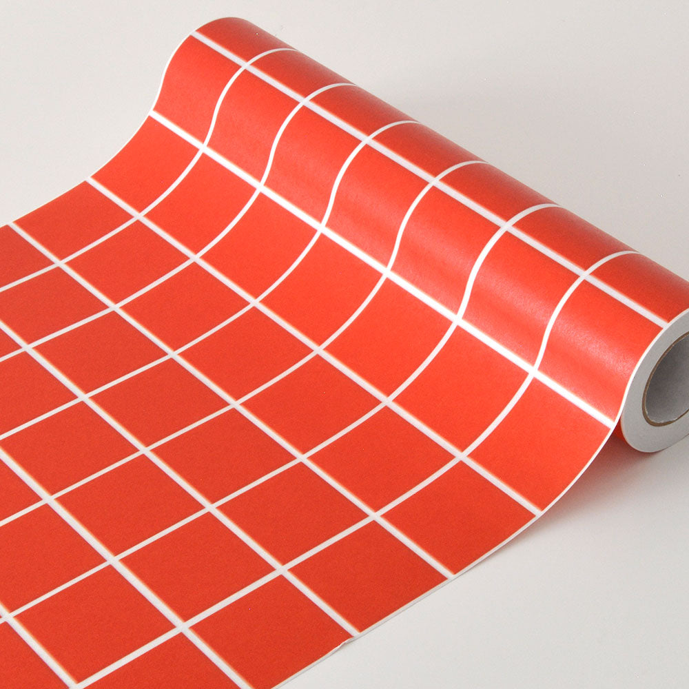 マステ感覚で貼る壁紙 EASY WALL TAPE ミニスクエアタイル/レッド EWP12 What’s poppin? イージーウォールテープ （幅23cm×6m）