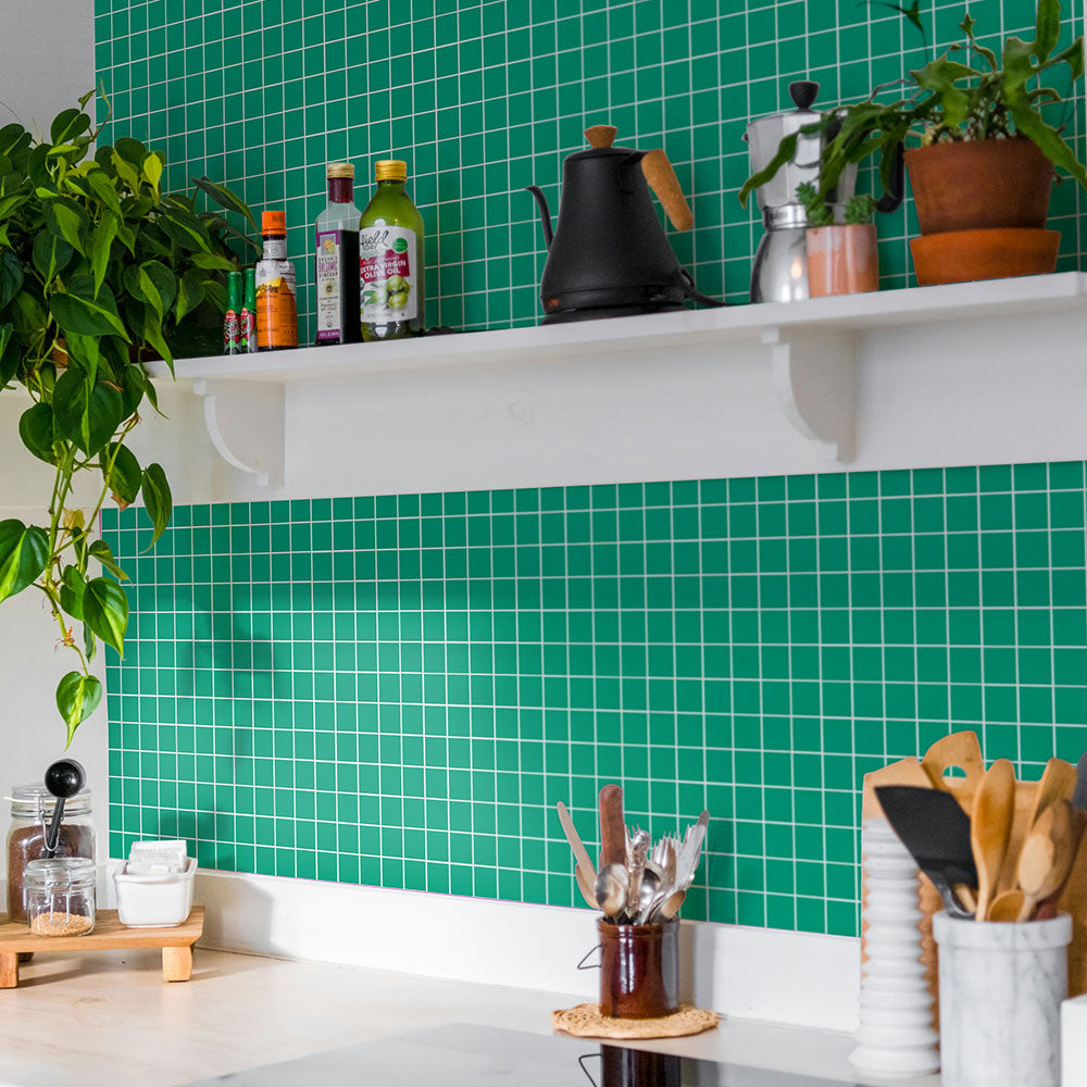 【3本セット】EASY WALL TAPE ミニスクエアタイル/グリーン EWP13 What’s poppin? イージーウォールテープ （幅23cm×6m）