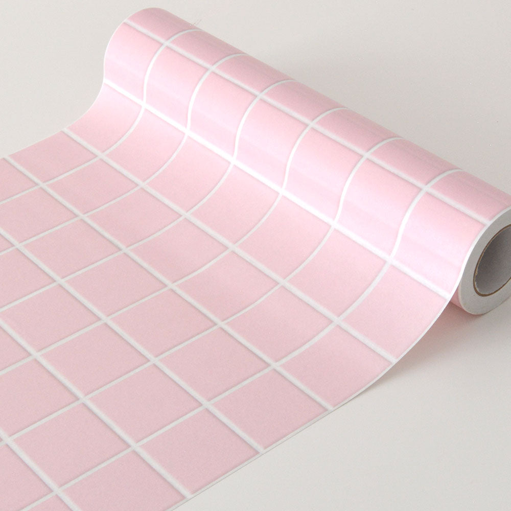 マステ感覚で貼る壁紙 EASY WALL TAPE ミニスクエアタイル/ピンク EWP15 What’s poppin? イージーウォールテープ （幅23cm×6m）