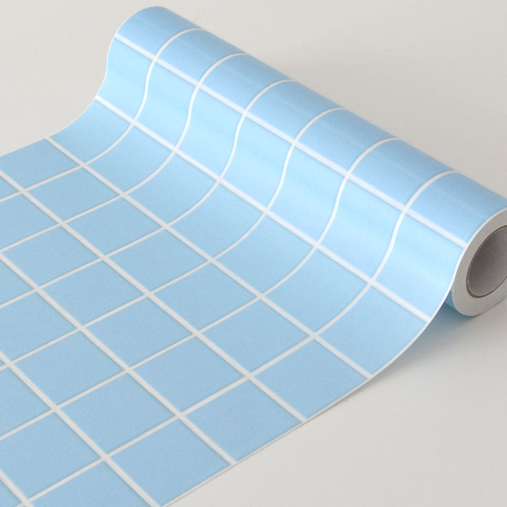 【3本セット】EASY WALL TAPE ミニスクエアタイル/ライトブルー EWP16 What’s poppin? イージーウォールテープ （幅23cm×6m）