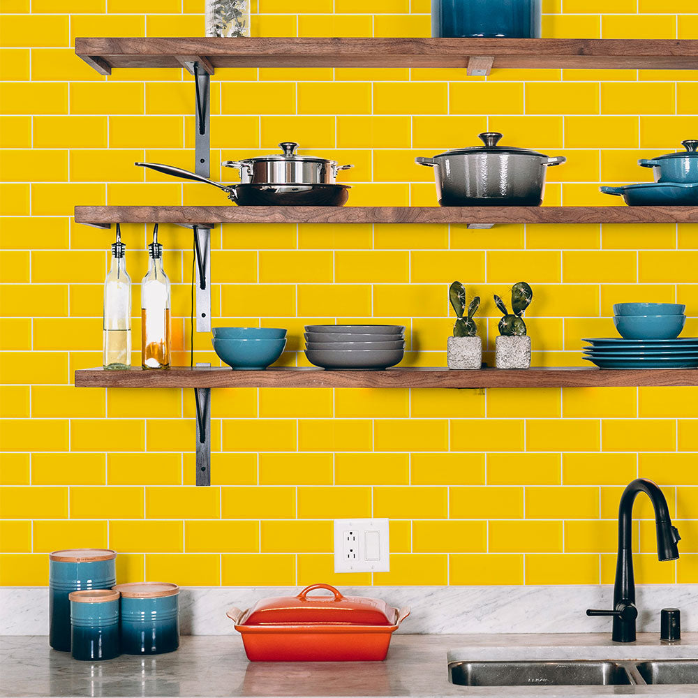 【3本セット】EASY WALL TAPE メトロタイル/イエロー EWP17 What’s poppin? イージーウォールテープ （幅23cm×6m）