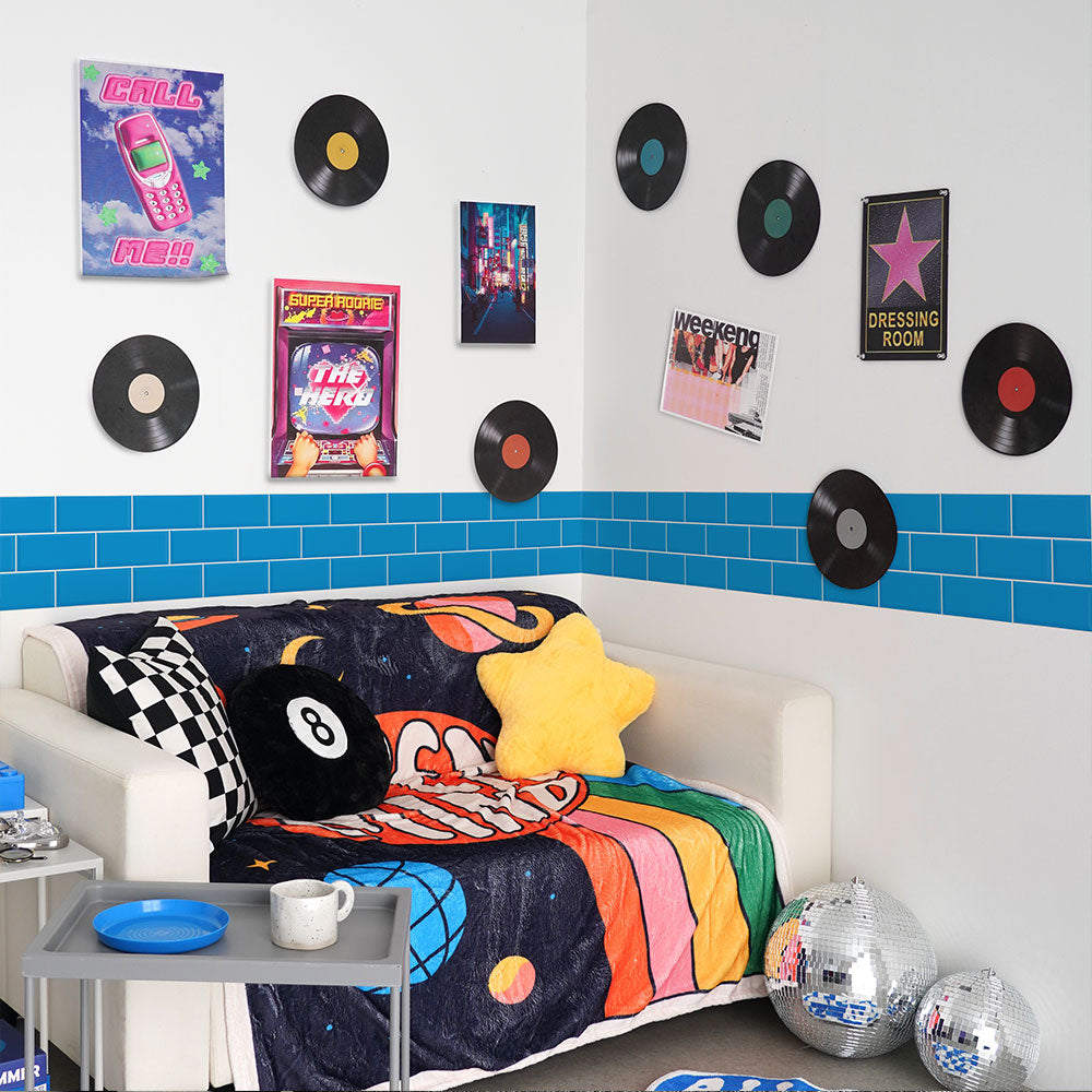 マステ感覚で貼る壁紙 EASY WALL TAPE メトロタイル/ブルー EWP20 What’s poppin? イージーウォールテープ （幅23cm×6m）