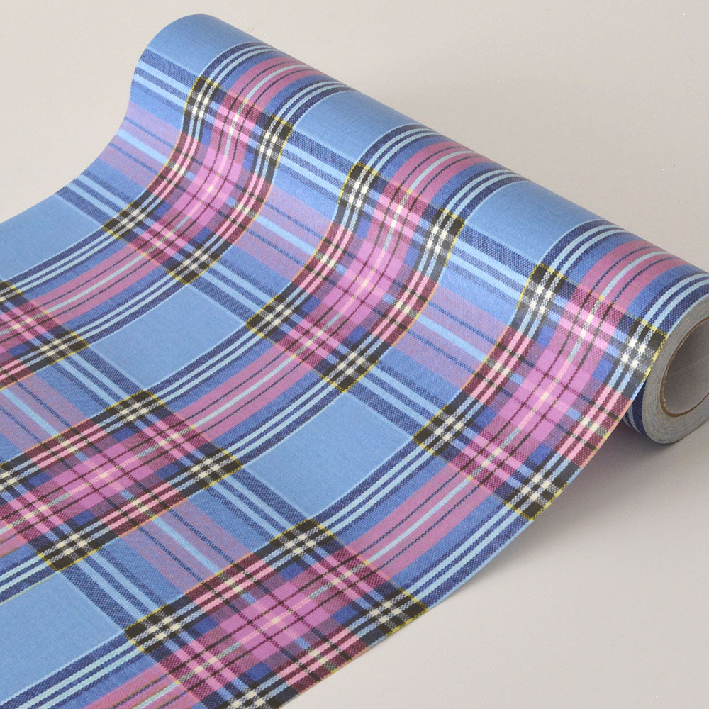 【3本セット】EASY WALL TAPE スクールチェック/ブルー EWP29 What’s poppin? イージーウォールテープ （幅23cm×6m）