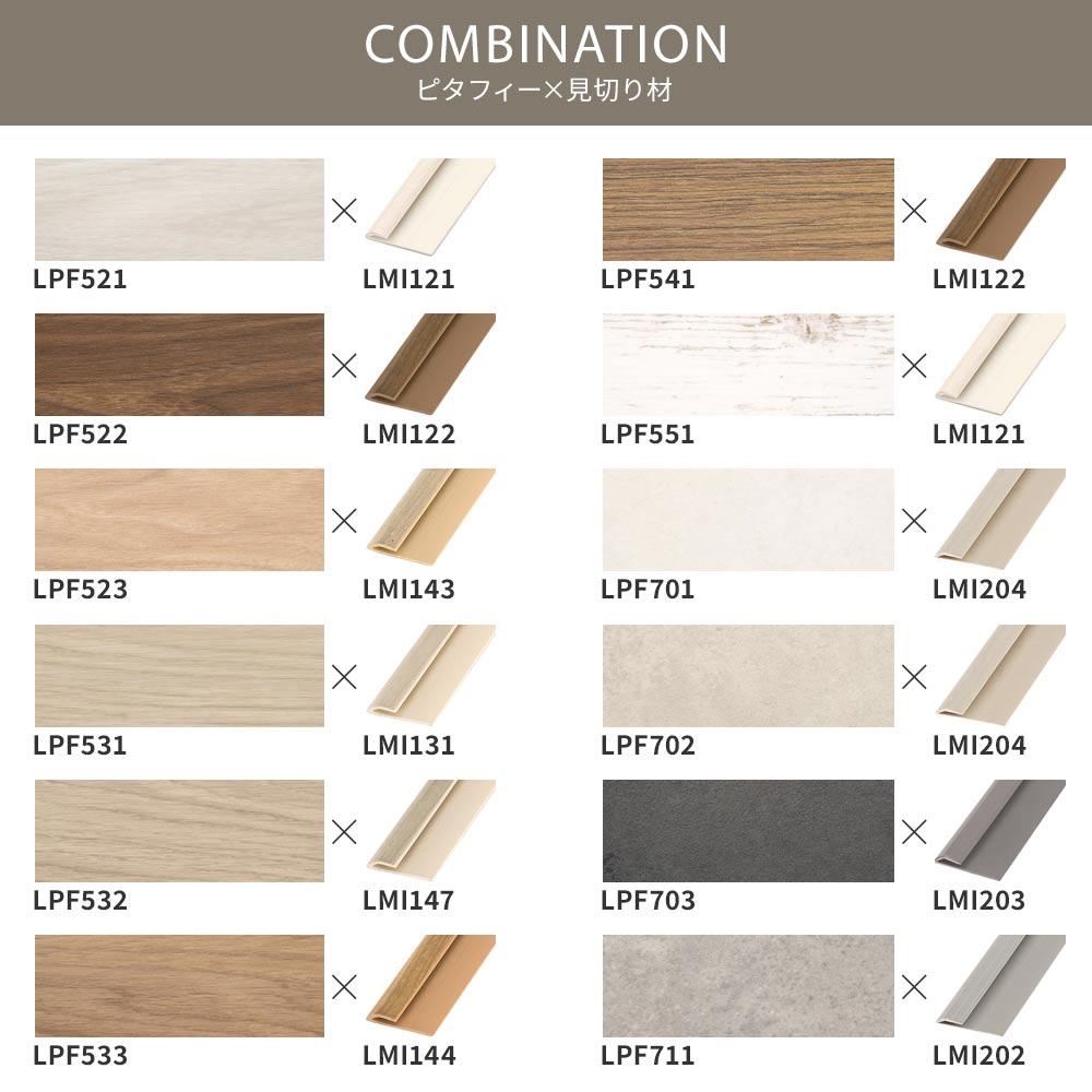 ピタフィーと見切り材の組み合わせ
