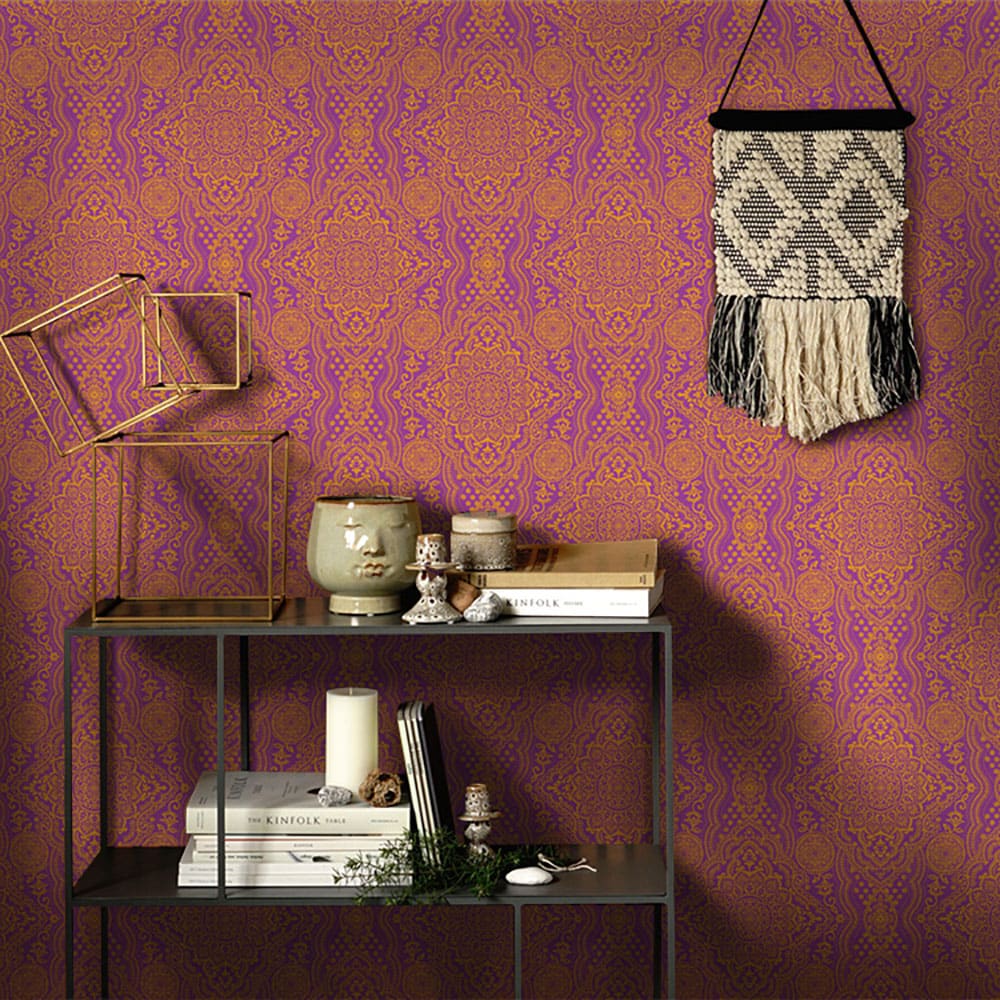 はがせる シール壁紙 「Hatte me! Square ハッテミースクエア」 リメイク (42cmx42cm) 6枚1セット BOHO パープル HMSQ-BOHO-E2