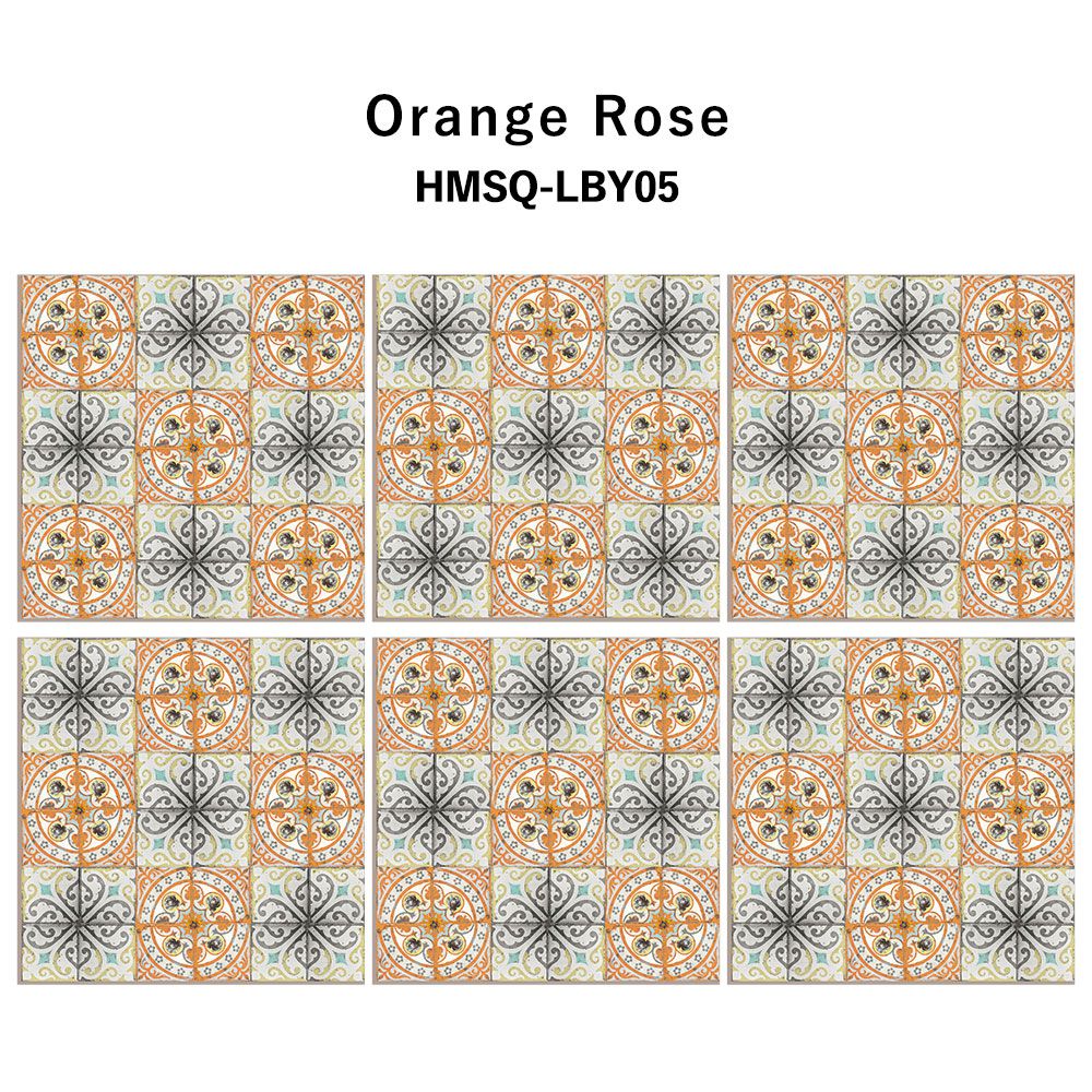 はがせる シール壁紙 「Hatte me! Square ハッテミースクエア」 (42cmx42cm) 6枚1セット ルイス・ボディ Orange Rose / HMSQ-LBY05