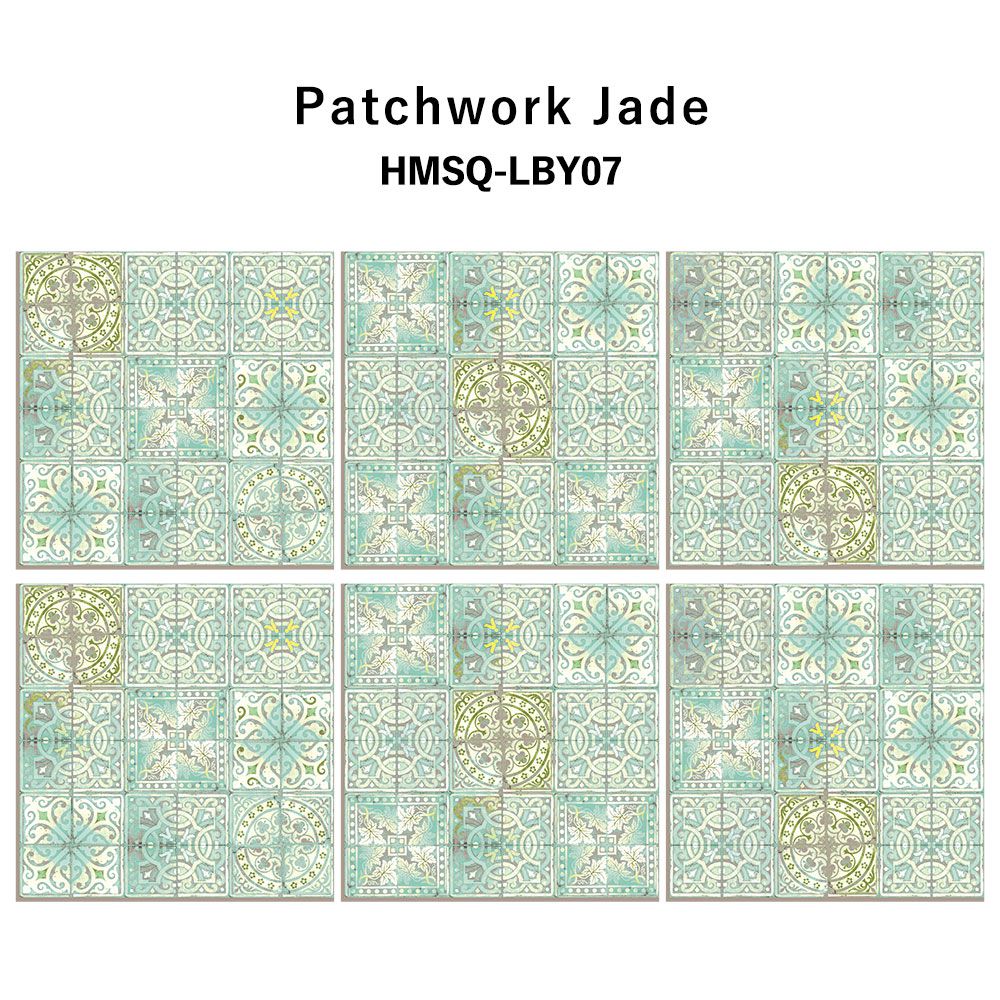 はがせる シール壁紙 「Hatte me! Square ハッテミースクエア」 (42cmx42cm) 6枚1セット ルイス・ボディ Patchwork Jade / HMSQ-LBY07