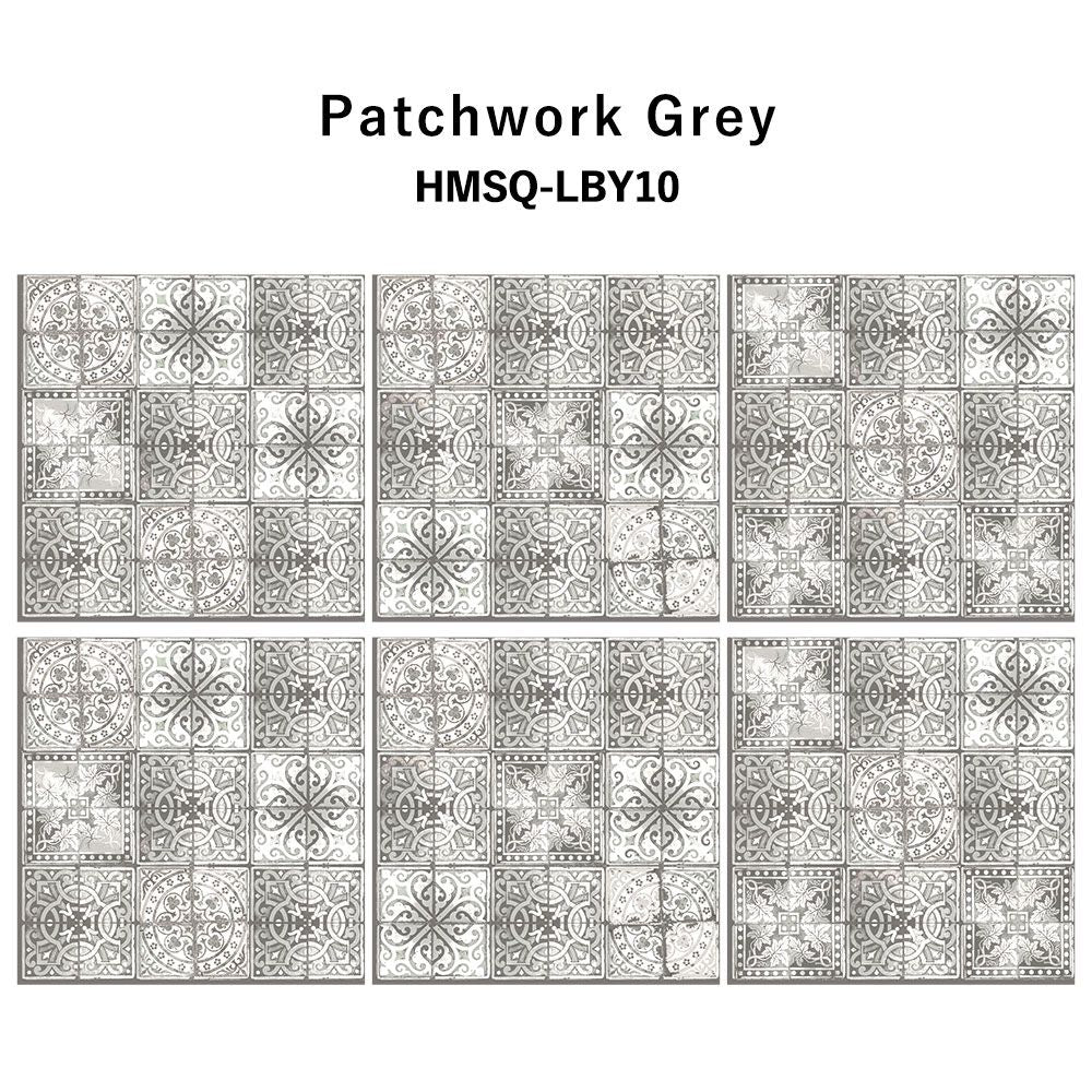 はがせる シール壁紙 「Hatte me! Square ハッテミースクエア」 (42cmx42cm) 6枚1セット ルイス・ボディ Patchwork Grey / HMSQ-LBY10