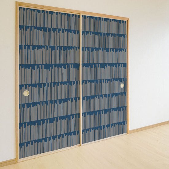 ふすまリメイクシート 拭けるシールタイプ Bookshelf ネイビー (約185cm×100cm) HMST-BS-02