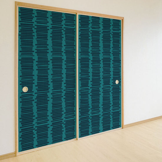 ふすまリメイクシート 拭けるシールタイプ Tsundoku ティールブルー (約185cm×100cm) HMST-BS-04