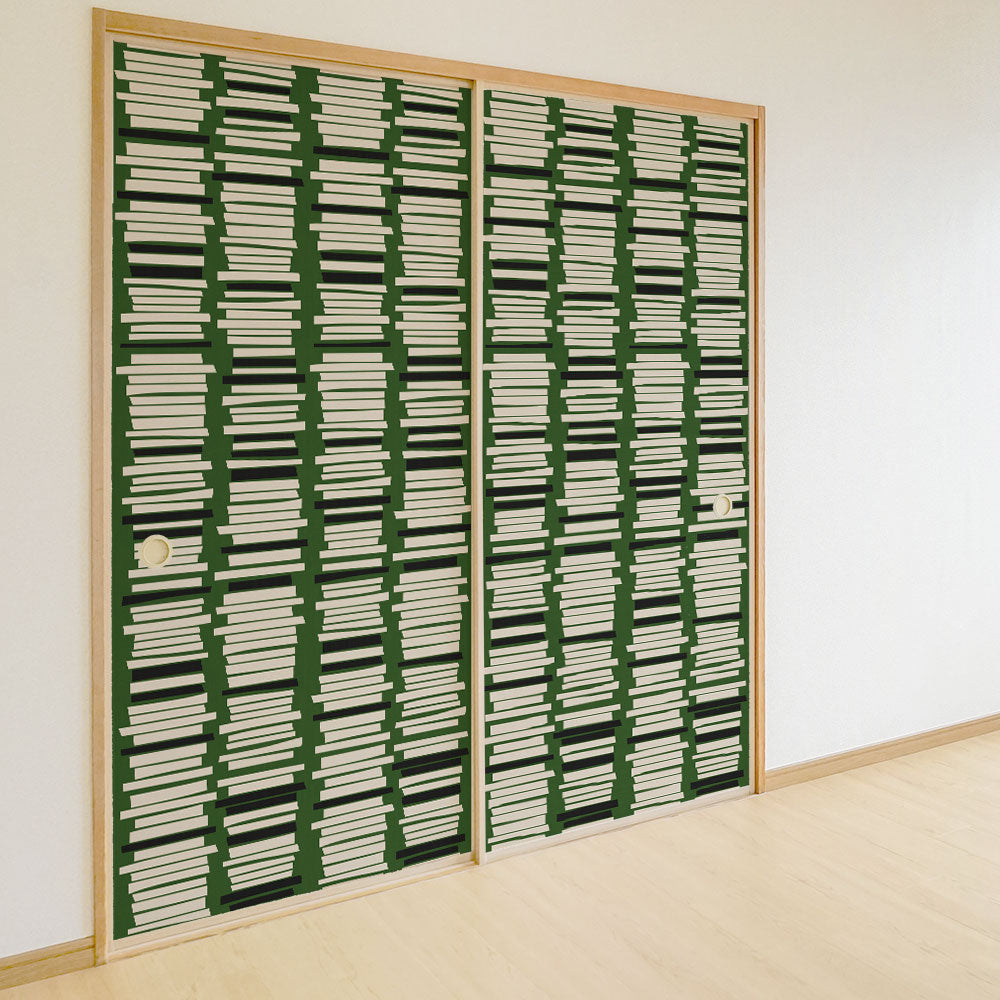 ふすまリメイクシート 拭けるシールタイプ Tsundoku レトログリーン (約185cm×100cm) HMST-BS-05
