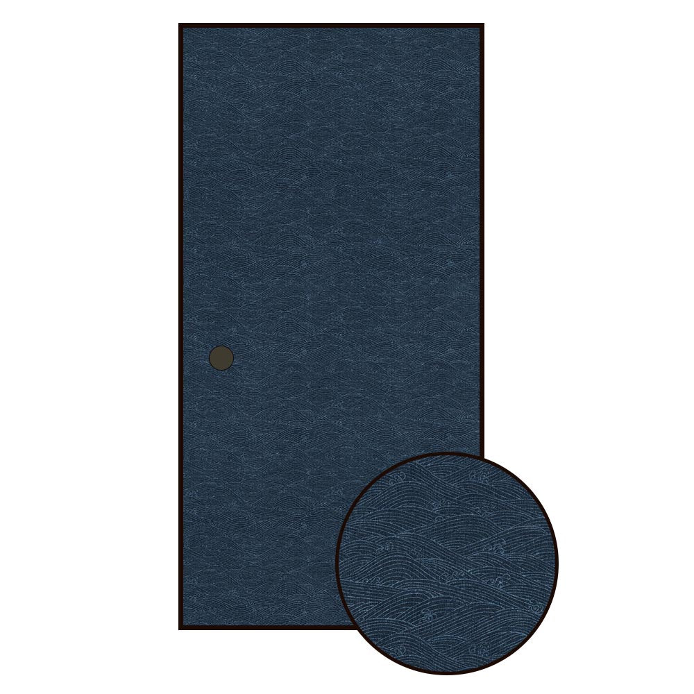 ふすまリメイクシート 拭けるシールタイプ 和柄 藍染波紋 青藍 (約185cm×100cm)