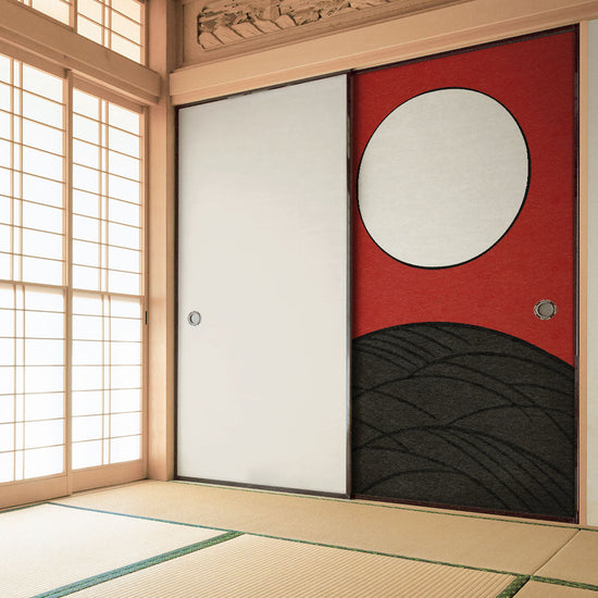 ふすまリメイクシート 拭けるシールタイプ HANAFUDA 芒に月  (約185cm×100cm) HMST-HF-08