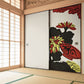 ふすまリメイクシート 拭けるシールタイプ HANAFUDA 菊に盃  (約185cm×100cm) HMST-HF-09