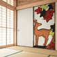ふすまリメイクシート 拭けるシールタイプ HANAFUDA 紅葉に鹿  (約185cm×100cm) HMST-HF-10