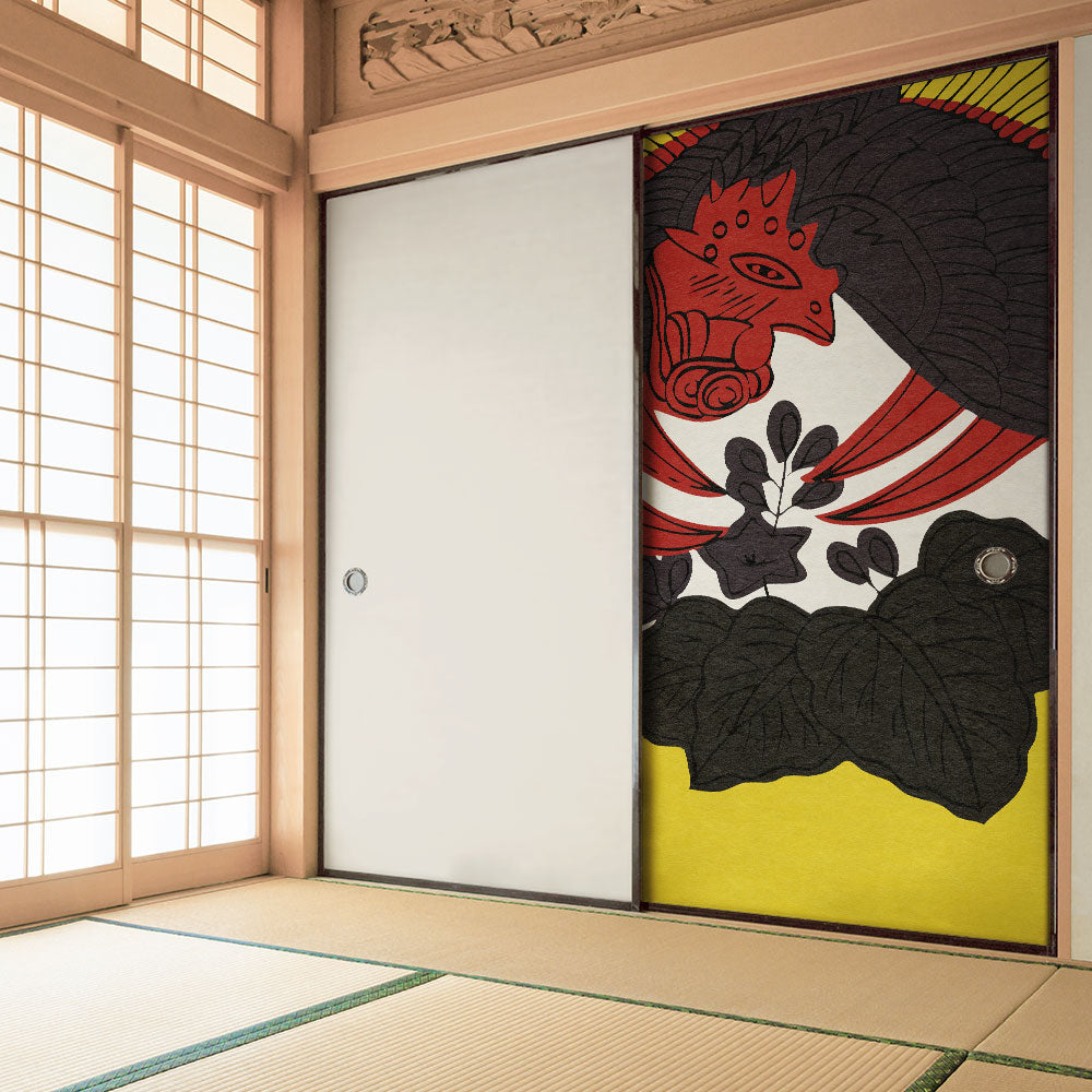 ふすまリメイクシート 拭けるシールタイプ HANAFUDA 桐に鳳凰  (約185cm×100cm) HMST-HF-12