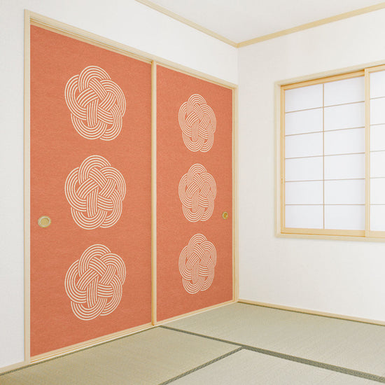 ふすまリメイクシート 拭けるシールタイプ MIZUHIKI 梅結び 薄紅×白 (約185cm×100cm) HMST-MF-12