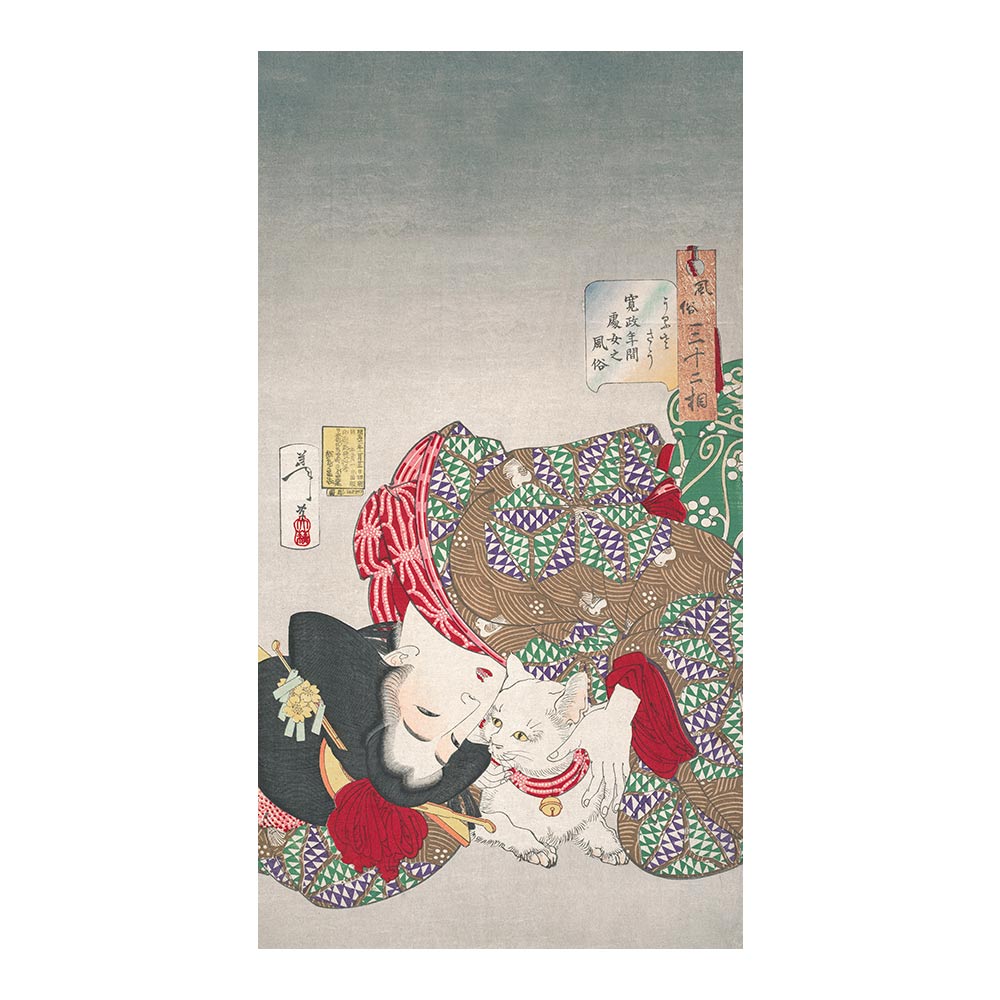 ふすまリメイクシート 拭けるシールタイプ 月岡芳年 うるさそう (約185cm×100cm)