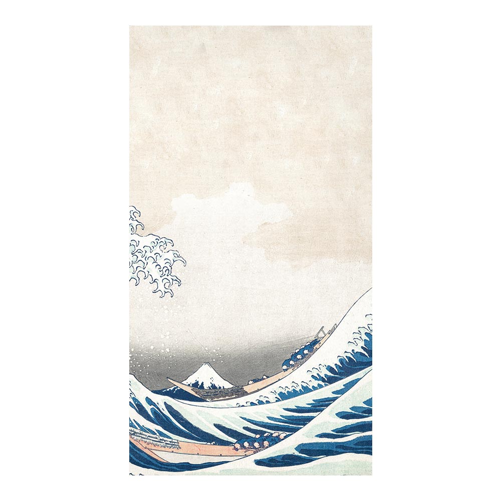ふすまリメイクシート 拭けるシールタイプ つながる2柄 葛飾北斎 神奈川沖浪裏 B (約185cm×100cm)