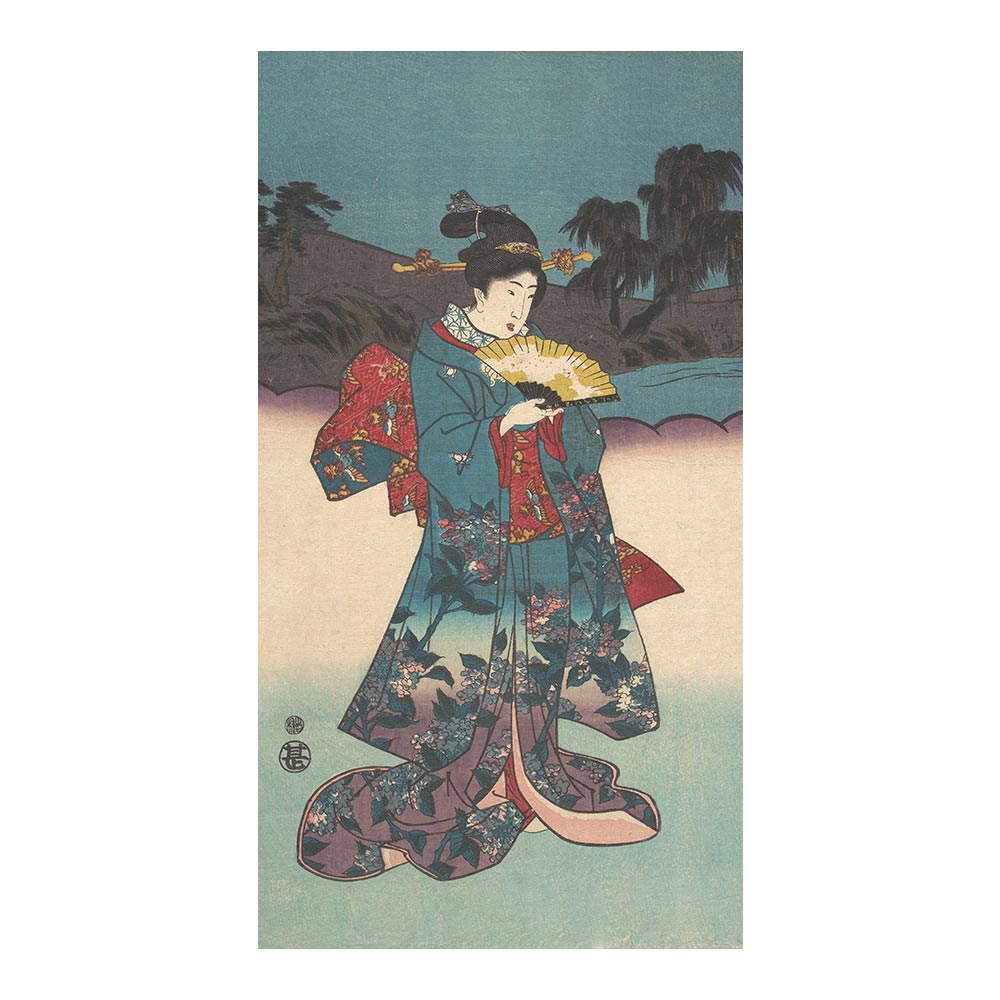 ふすまリメイクシート 拭けるシールタイプ つながる2柄 歌川国貞 一陽斎豊国 (約185cm×100cm)