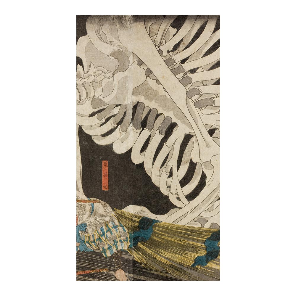 ふすまリメイクシート 拭けるシールタイプ つながる2柄 歌川国芳 相馬の古内裏 B (約185cm×100cm)