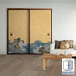 ふすまリメイクシート 拭けるシールタイプ つながる2柄 山跡鶴嶺 波濤図屏風 B (約185cm×100cm)