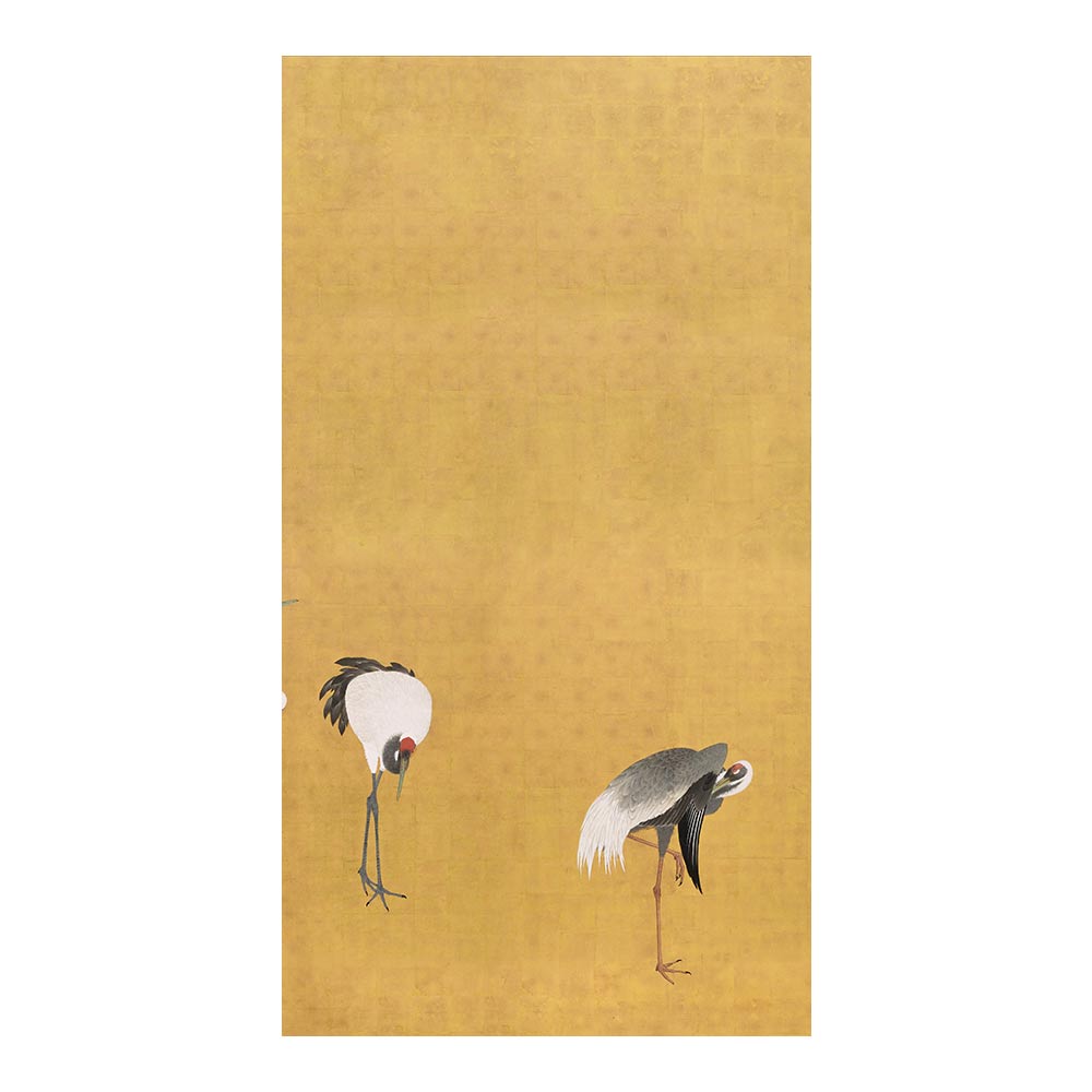 ふすまリメイクシート 拭けるシールタイプ つながる2柄 円山応挙 群鶴図屏風 B (約185cm×100cm)