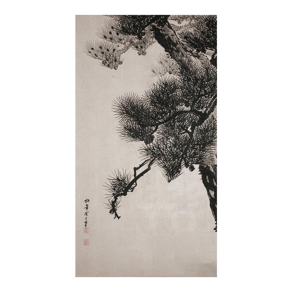 ふすまリメイクシート 拭けるシールタイプ つながる4柄 鈴木松年 老松図屏風 A (約185cm×100cm)