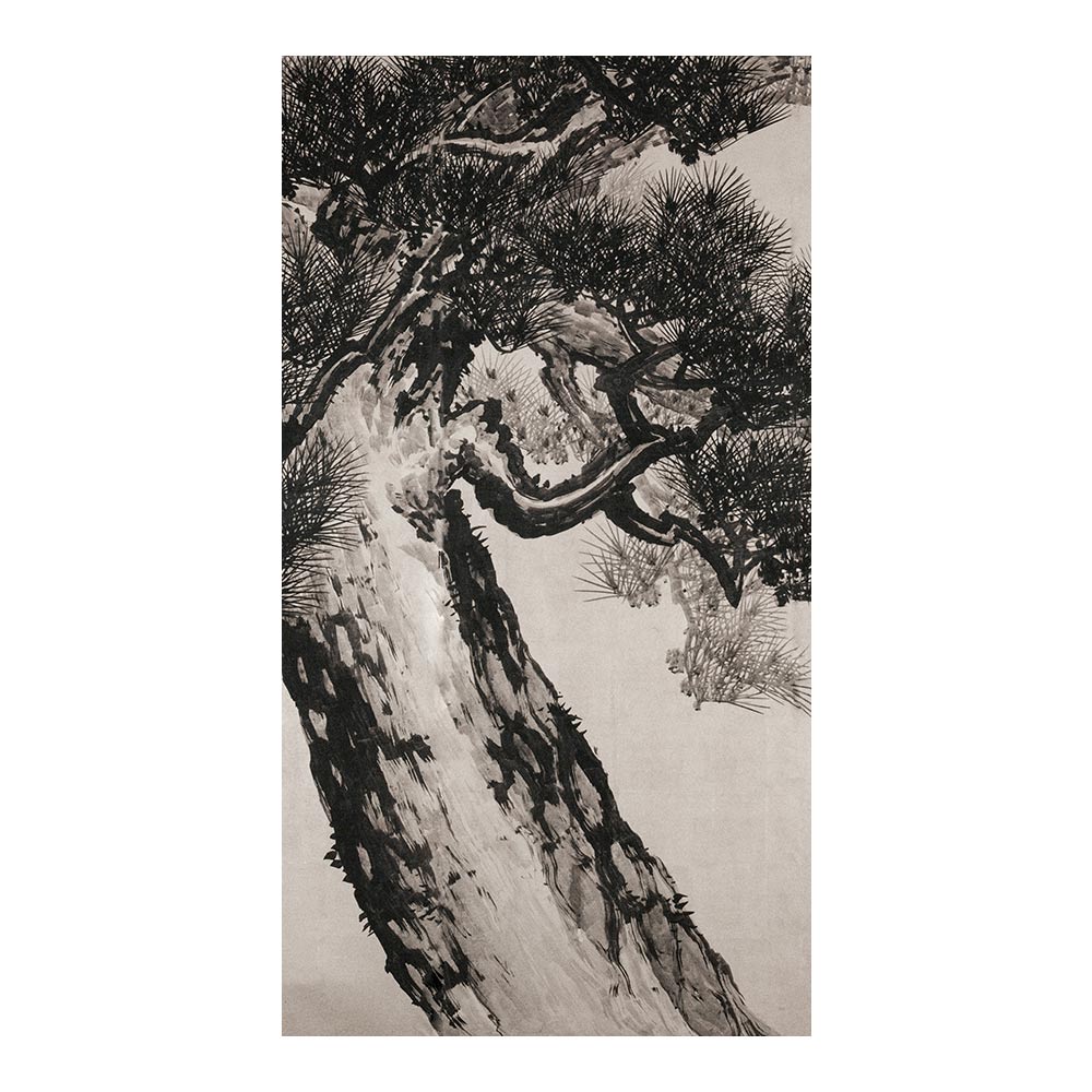 ふすまリメイクシート 拭けるシールタイプ つながる4柄 鈴木松年 老松図屏風 B (約185cm×100cm)