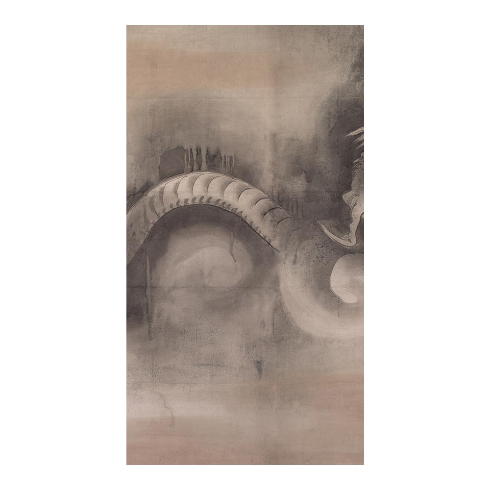 ふすまリメイクシート 拭けるシールタイプ つながる4柄 曽我直庵 龍虎図屏風 龍 A (約185cm×100cm)