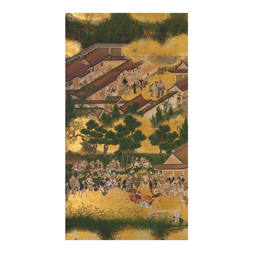 ふすまリメイクシート 拭けるシールタイプ つながる4柄 伊勢物語 賀茂神社競馬 B (約185cm×100cm)