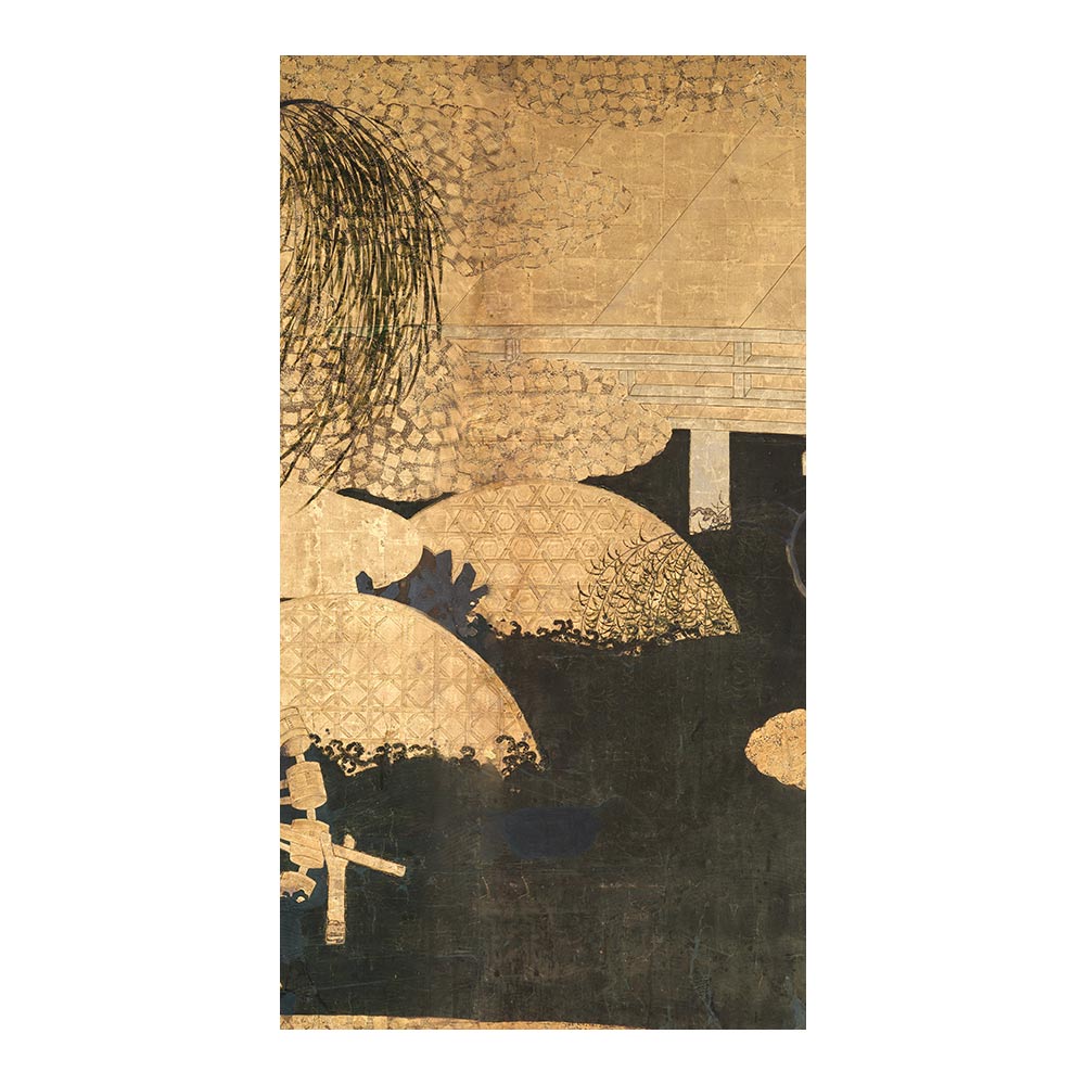 ふすまリメイクシート 拭けるシールタイプ つながる4柄 長谷川等伯 柳橋水車図屏風 B (約185cm×100cm)