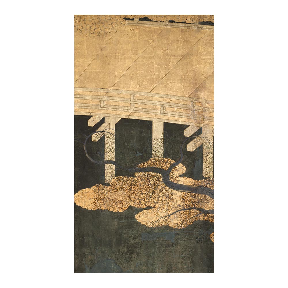 ふすまリメイクシート 拭けるシールタイプ つながる4柄 長谷川等伯 柳橋水車図屏風 C (約185cm×100cm)