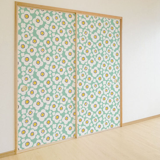 ふすまリメイクシート 拭けるシールタイプ Pioni Dot ミントグリーン (約185cm×100cm) HMST-PD-02