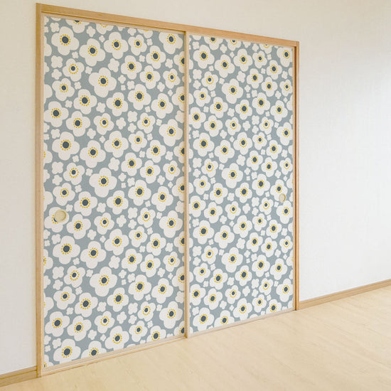 ふすまリメイクシート 拭けるシールタイプ Pioni Dot ライトグレー (約185cm×100cm) HMST-PD-04