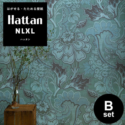 【水だけで貼れるようになりました!】はがせるパッチワーク壁紙 Hattan NLXL ハッタン BIG PATTERN "PAOLA" MURAL Bset HMRV-03B(6枚セット)