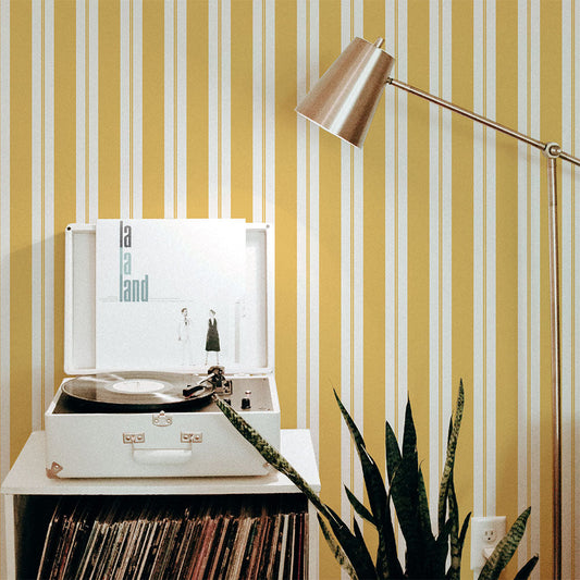 はがせる壁紙 のりなしタイプ アイビーストライプA (49cm×2.5mサイズ) NKH-ASA01 イエロー