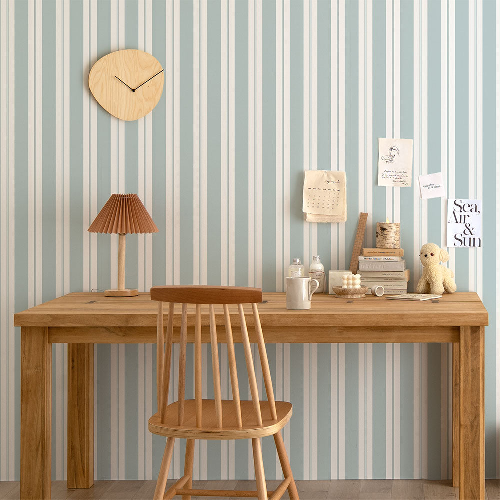 はがせる壁紙 のりなしタイプ アイビーストライプA (49cm×3mサイズ) NKH-ASA02 ライトブルー