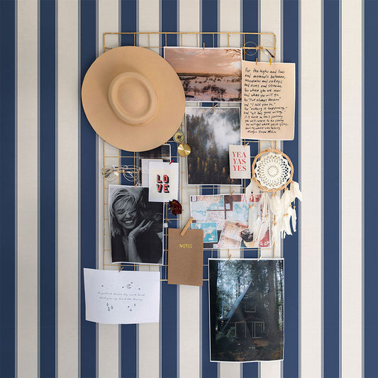 はがせる壁紙 のりなしタイプ アイビーストライプB (49cm×3mサイズ) NKH-ASB02 マリンブルー