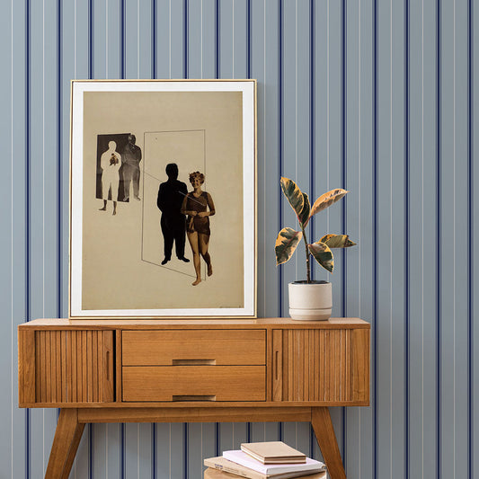 はがせる壁紙 のりなしタイプ アイビーストライプC (49cm×3mサイズ) NKH-ASC01 ブルー